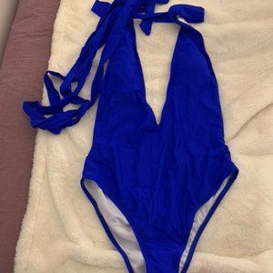 Criss Cross Plunging One Piece Swimsuit